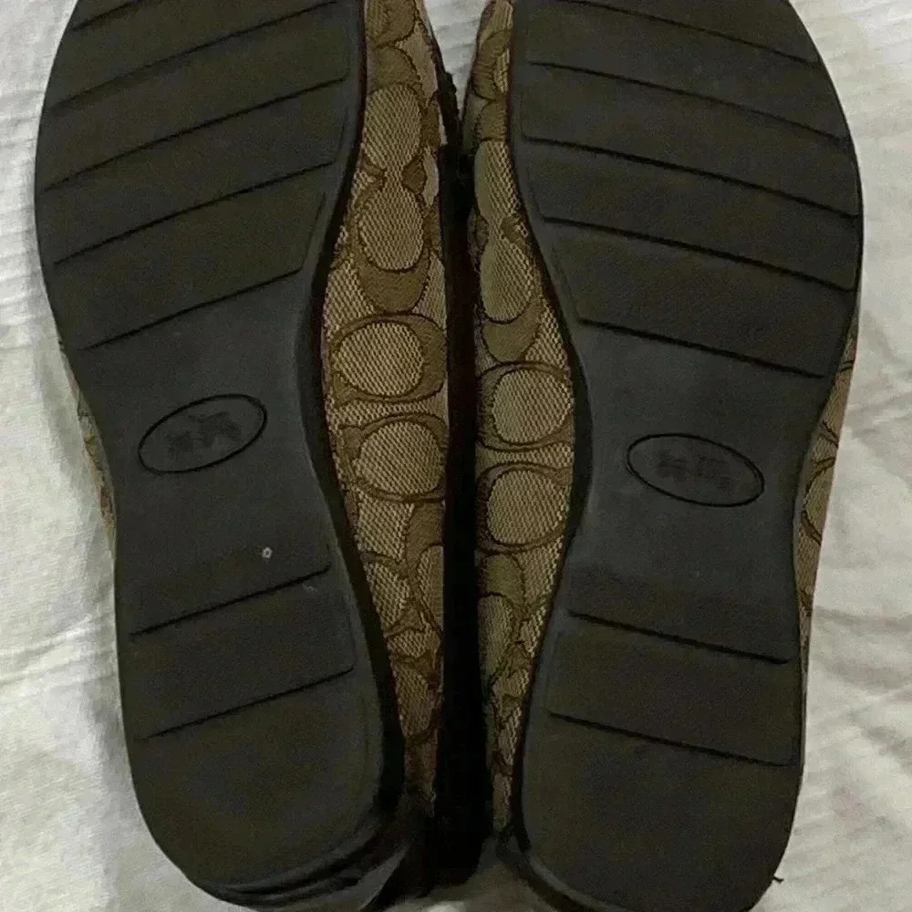 COACH WO SIZE 7.5 SLIP ON LOAFER SHOES BROWN GOLD COACH ACCENT GOOD CONDITION - Picture 9 of 14